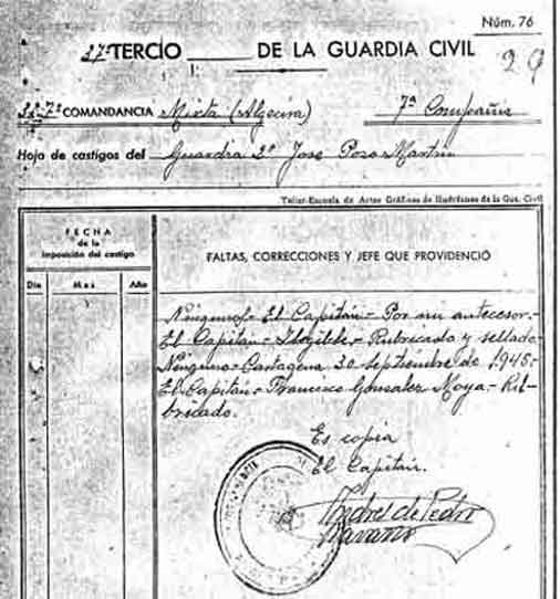 Tercera p&aacute;gina folio 20 y fin del expediente militar..."